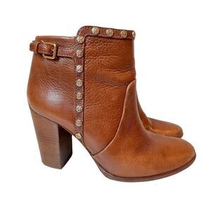 Tory Burch Mae Brown Leather Studded Ankle Boots